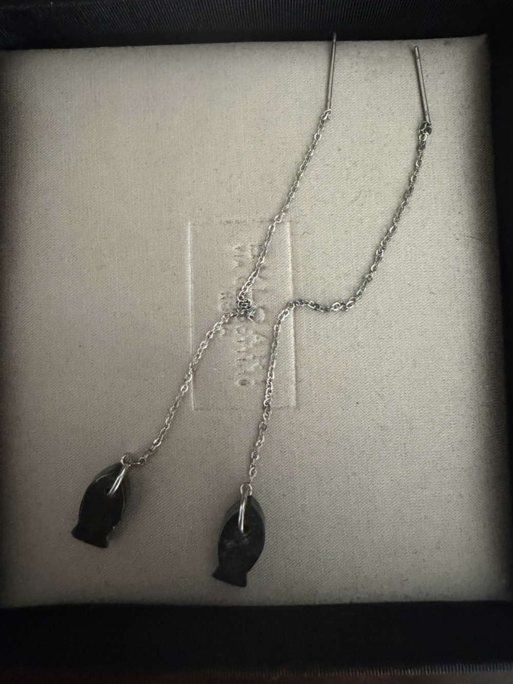 Delicate Silver Fish Drop Threader Earrings - Women Jewelry